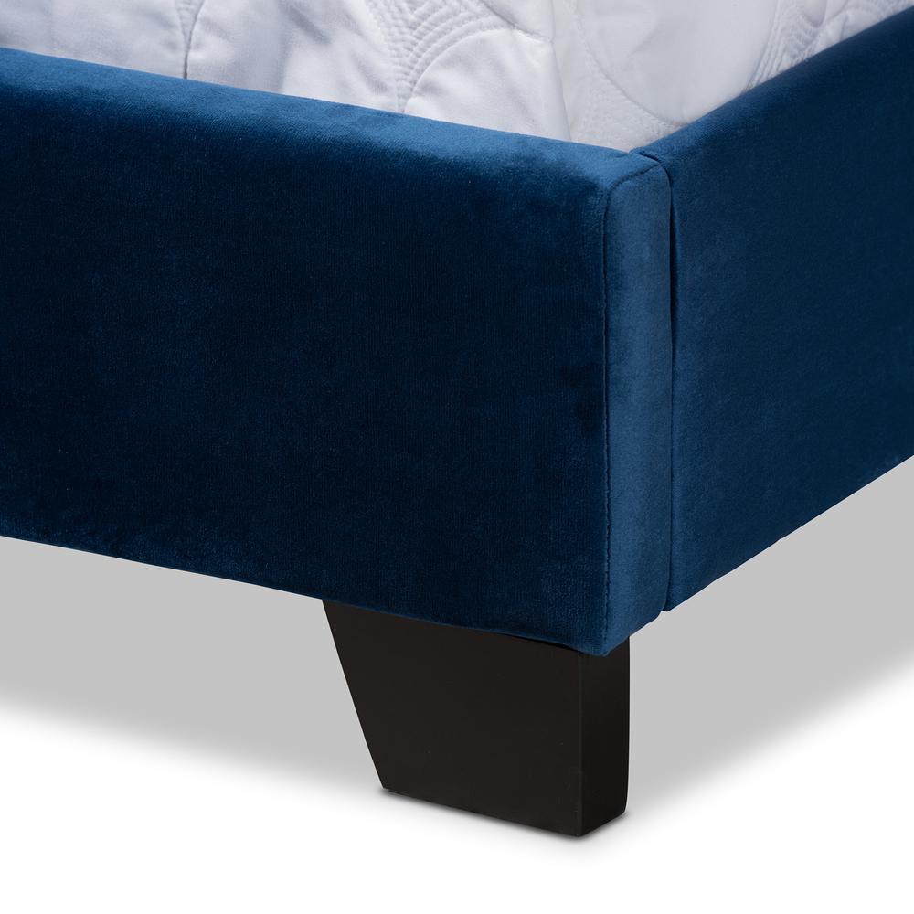 Baxton Studio Samantha Modern and Contemporary Navy Blue Velvet Fabric Upholstered Queen Size Button Tufted Bed. Picture 16