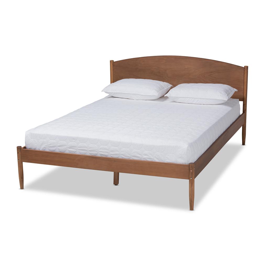 Baxton Studio Leanora Mid-Century Modern Ash Wanut Finished Queen Size Wood Platform Bed. Picture 13
