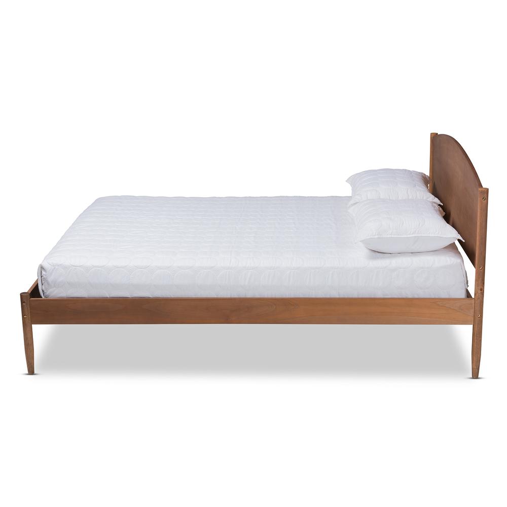 Leanora Mid-Century Modern Ash Wanut Finished Queen Size Wood Platform Bed. Picture 12