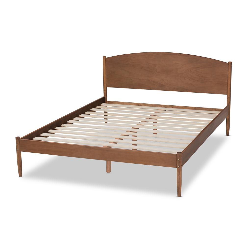Leanora Mid-Century Modern Ash Wanut Finished Queen Size Wood Platform Bed. Picture 13