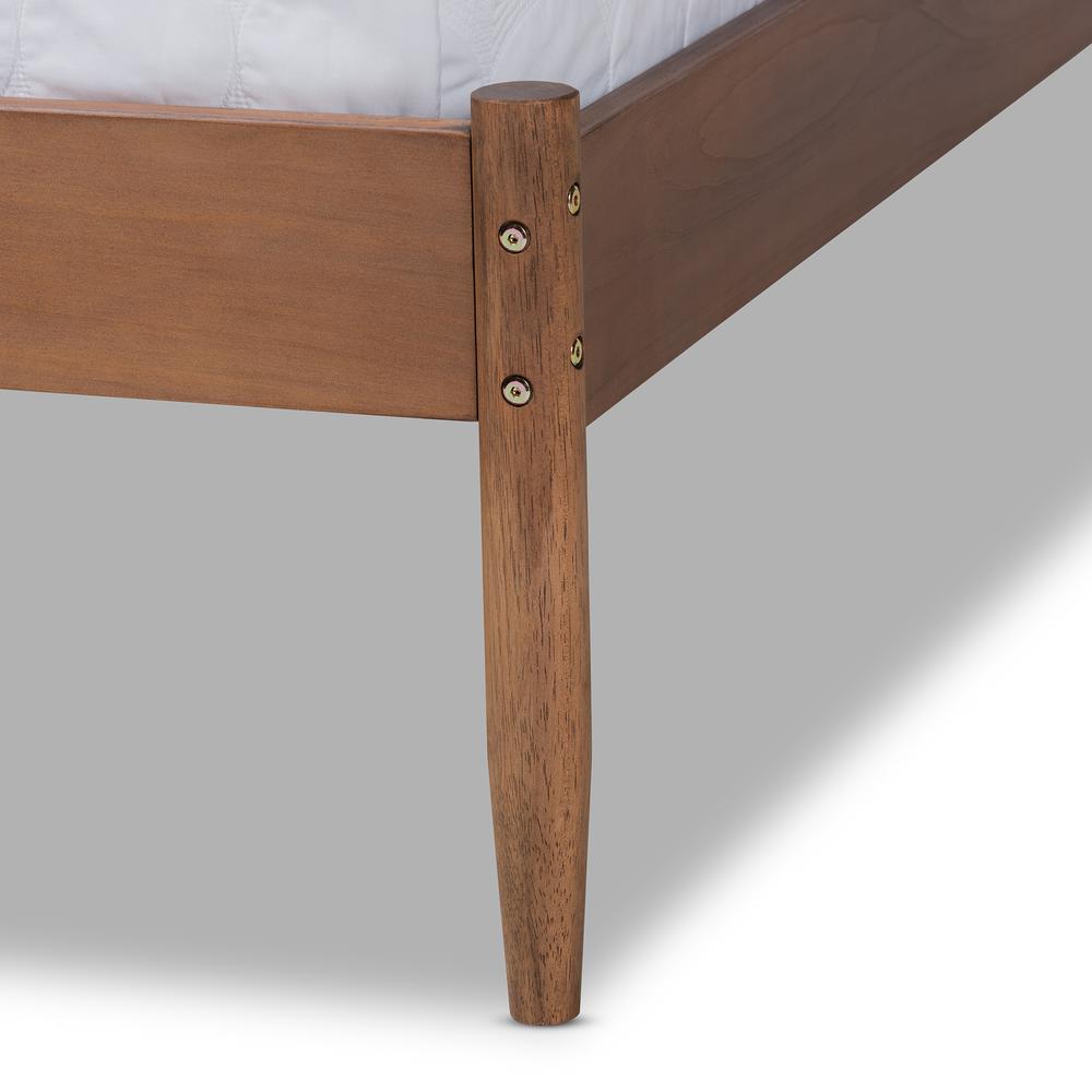 Leanora Mid-Century Modern Ash Wanut Finished Queen Size Wood Platform Bed. Picture 15