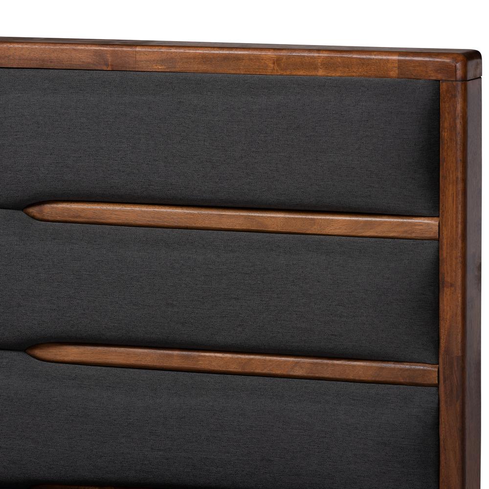 Baxton Studio Elin Modern and Contemporary Dark Grey Fabric Upholstered Walnut Finished Wood King Size Platform Storage Bed with Six Drawers. Picture 20