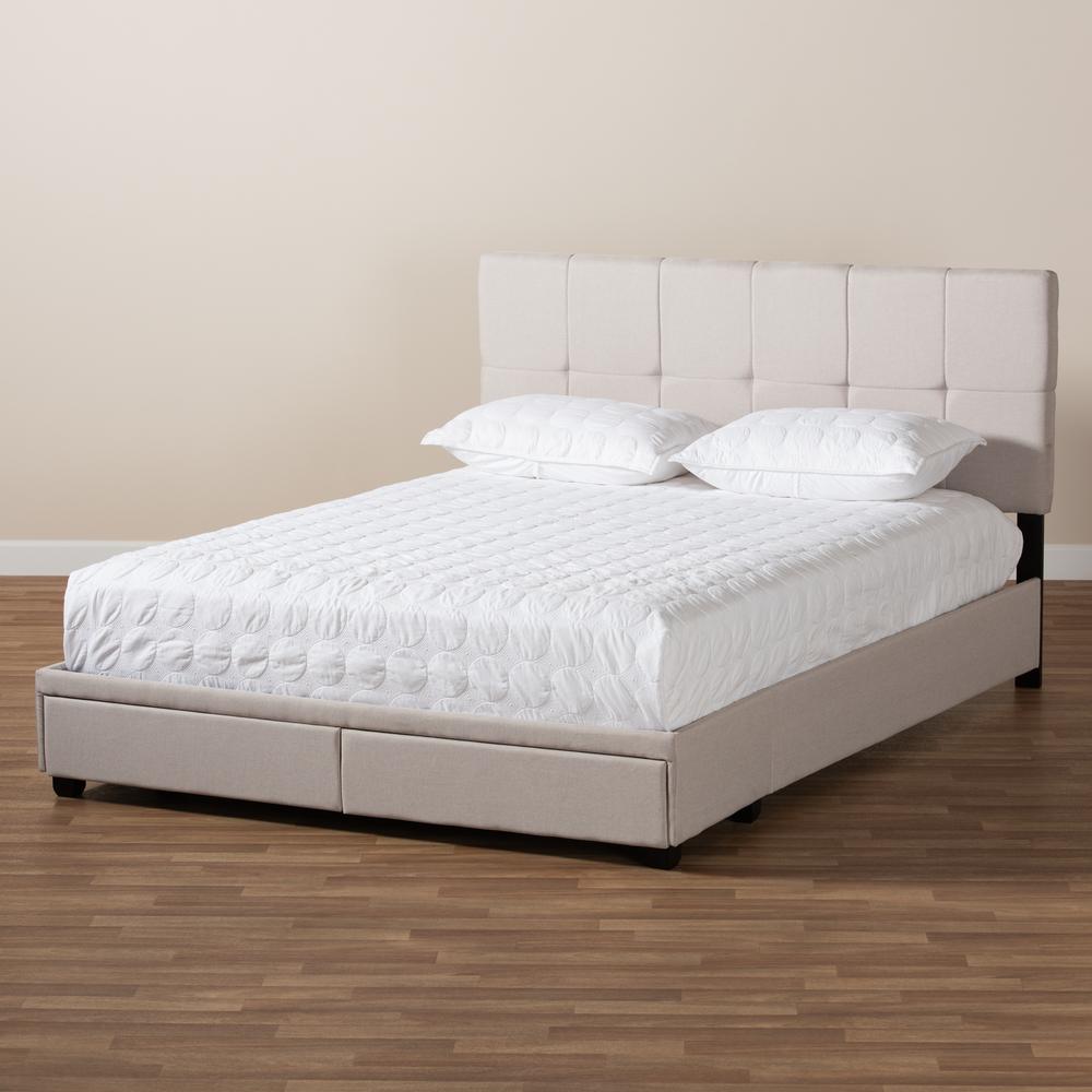 Baxton Studio Netti Beige Fabric Upholstered 2-Drawer King Size Platform Storage Bed. Picture 23