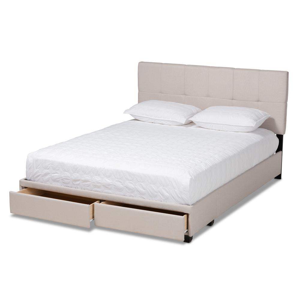 Baxton Studio Netti Beige Fabric Upholstered 2-Drawer King Size Platform Storage Bed. Picture 15