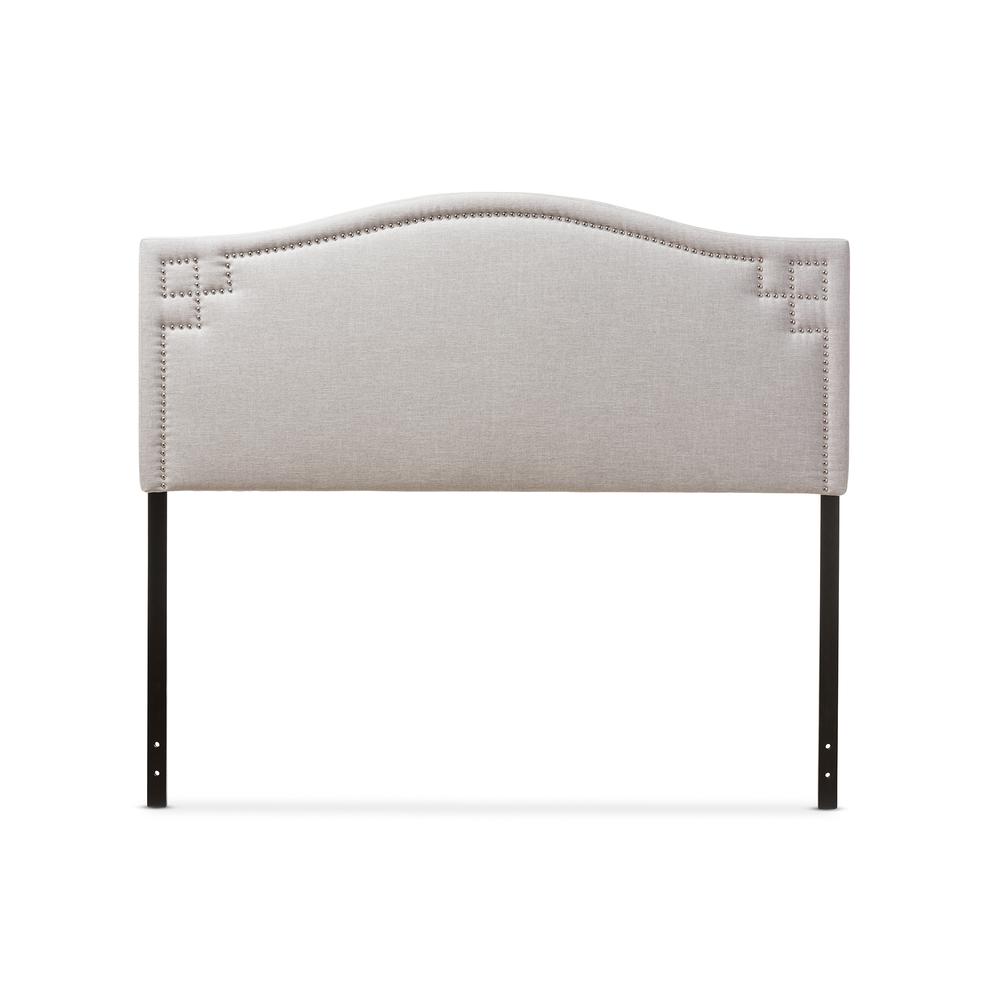 Grayish Beige Fabric Upholstered Queen Size Headboard. Picture 6