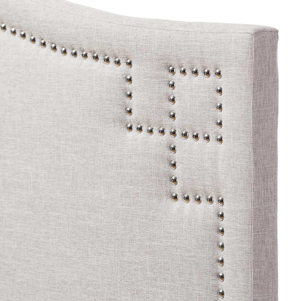 Grayish Beige Fabric Upholstered Queen Size Headboard. Picture 7
