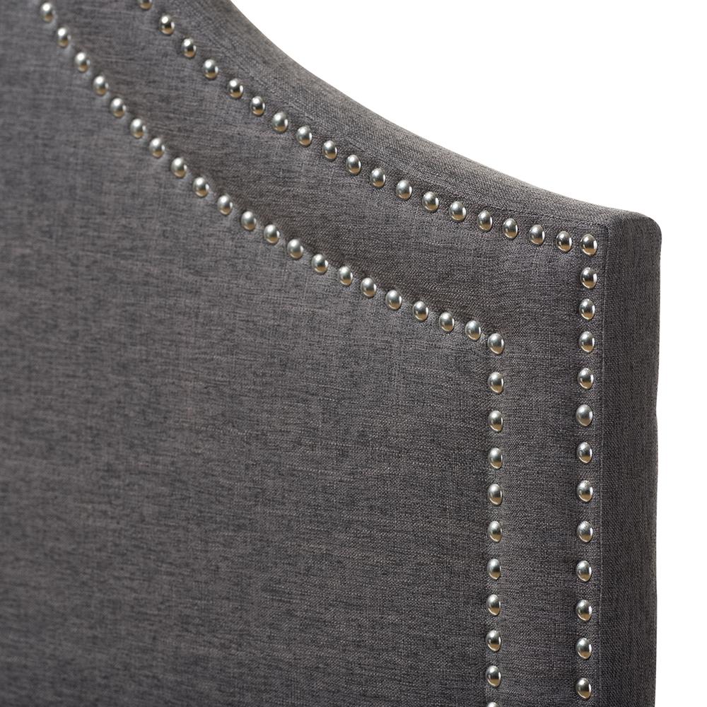 Dark Grey Fabric Upholstered Queen Size Headboard. Picture 7