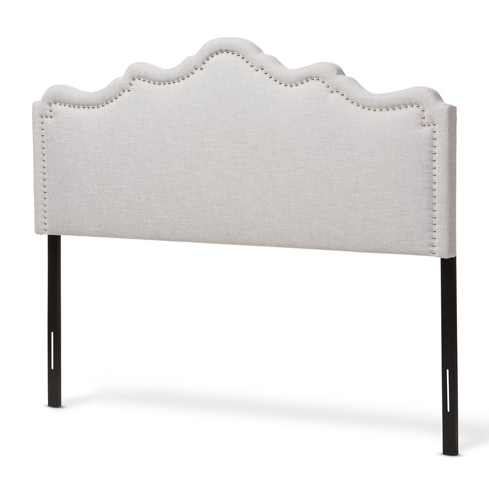 Nadeen Modern and Contemporary Greyish Beige Fabric Queen Size Headboard. Picture 7