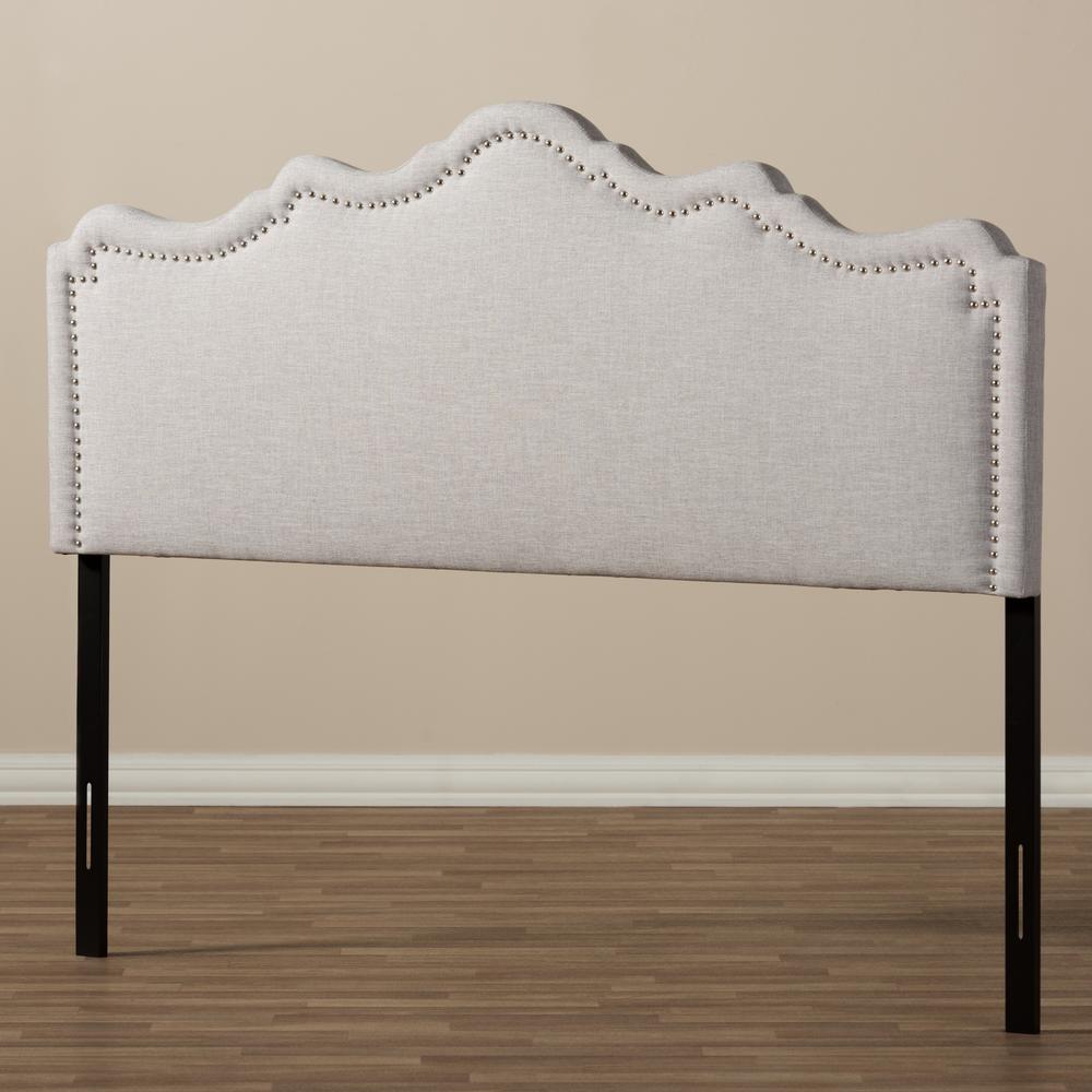 Nadeen Modern and Contemporary Greyish Beige Fabric Queen Size Headboard. Picture 11