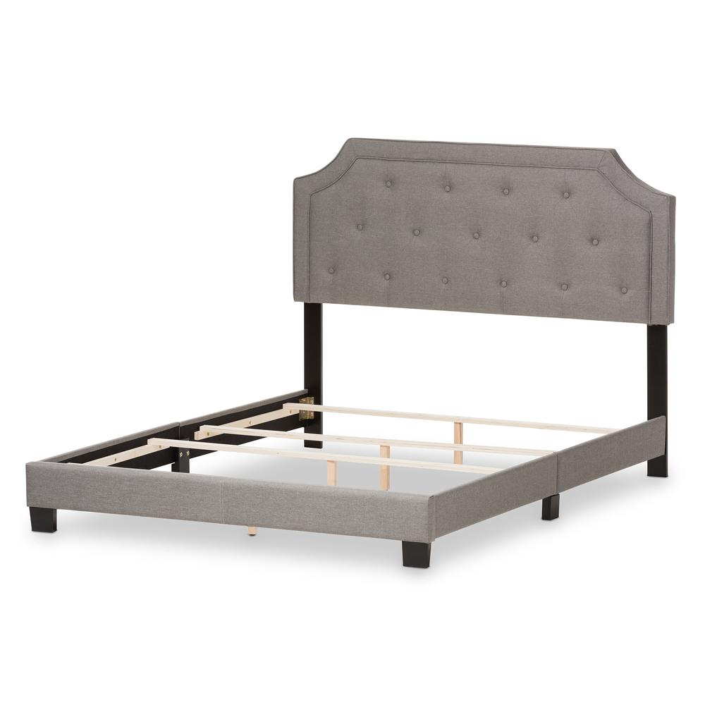 Willis Modern and Contemporary Light Grey Fabric Upholstered Queen Size Bed. Picture 11