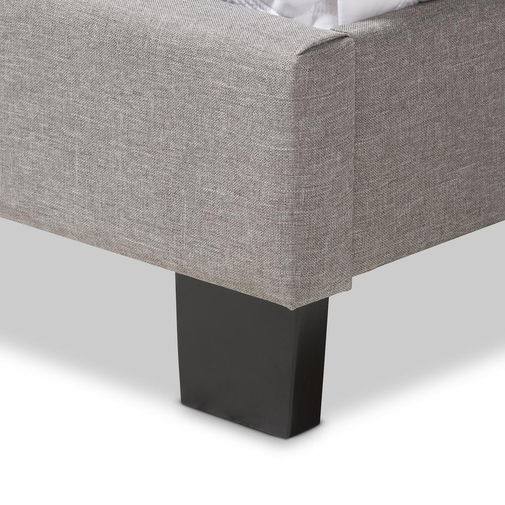 Willis Modern and Contemporary Light Grey Fabric Upholstered Queen Size Bed. Picture 13