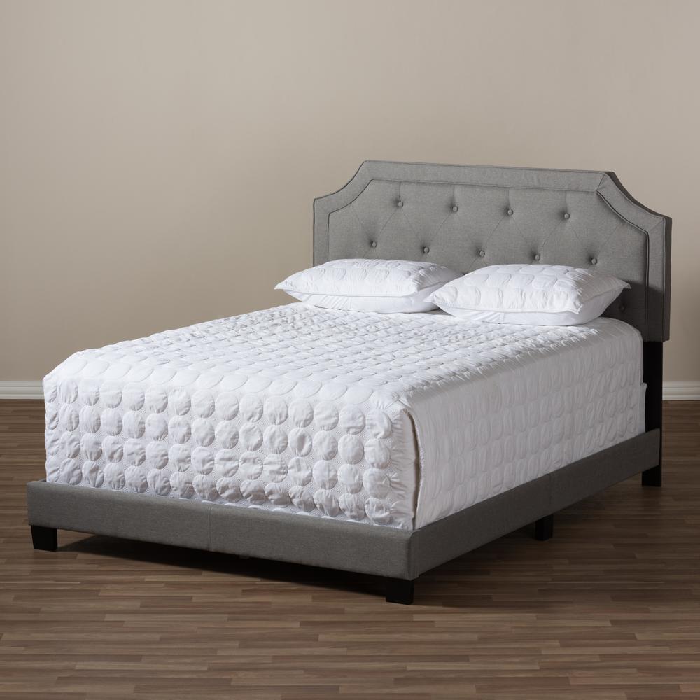Willis Modern and Contemporary Light Grey Fabric Upholstered Queen Size Bed. Picture 15