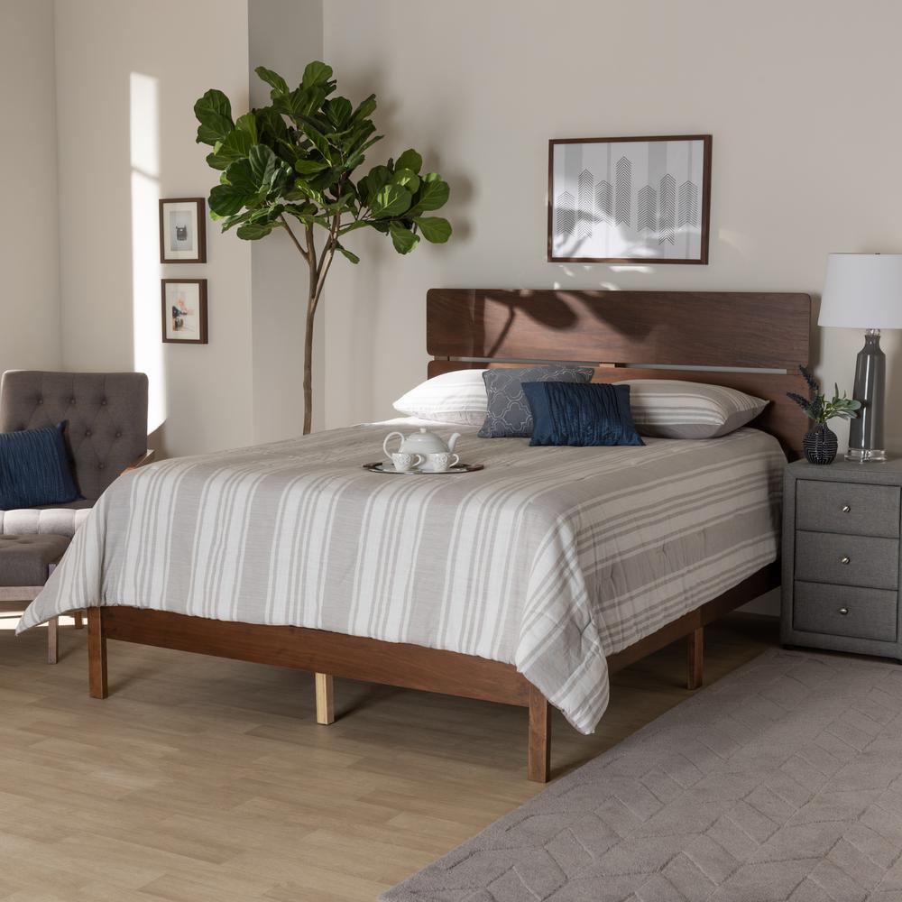 Anthony Modern and Contemporary Walnut Brown Finished Wood Queen Size Panel Bed. Picture 16