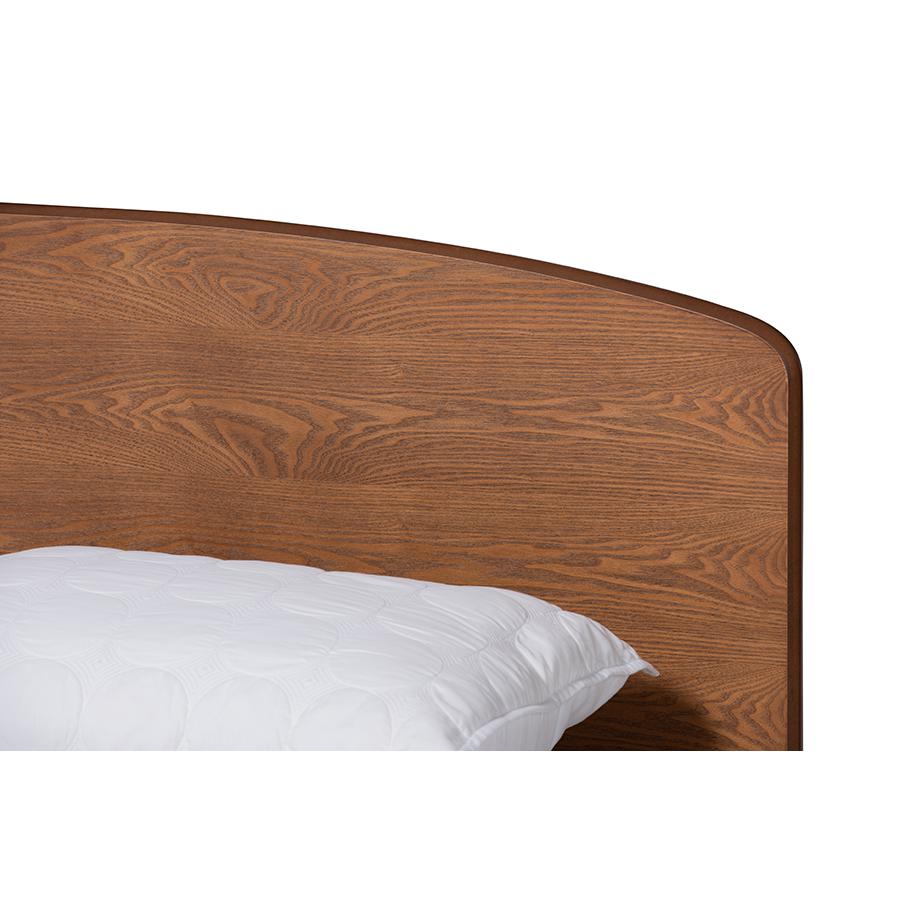 Transitional Walnut Brown Finished Wood King Size Platform Bed. Picture 4