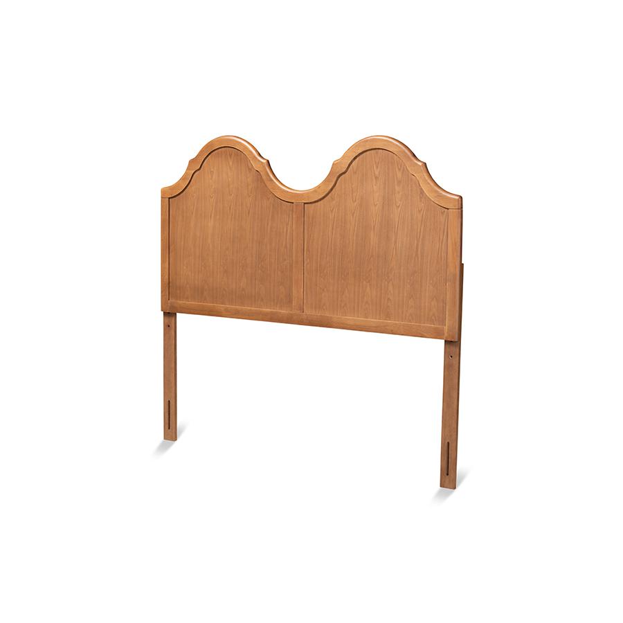 Traditional Ash Walnut Finished Wood King Size Arched Headboard. Picture 1