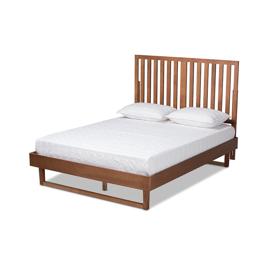 Marin Modern and Contemporary Walnut Brown Finished Wood King Size Platform Bed. Picture 1
