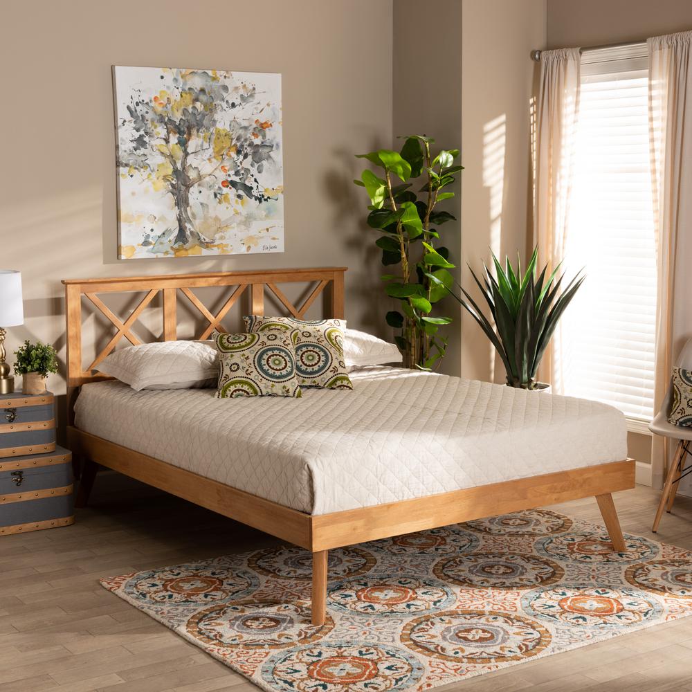 Galvin Modern and Contemporary Brown Finished Wood Queen Size Platform Bed. Picture 15