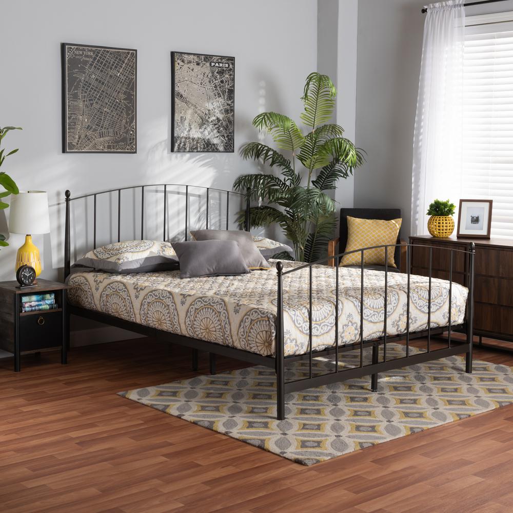 Lana Modern and Contemporary Black Bronze Finished Metal Queen Size Platform Bed. Picture 13
