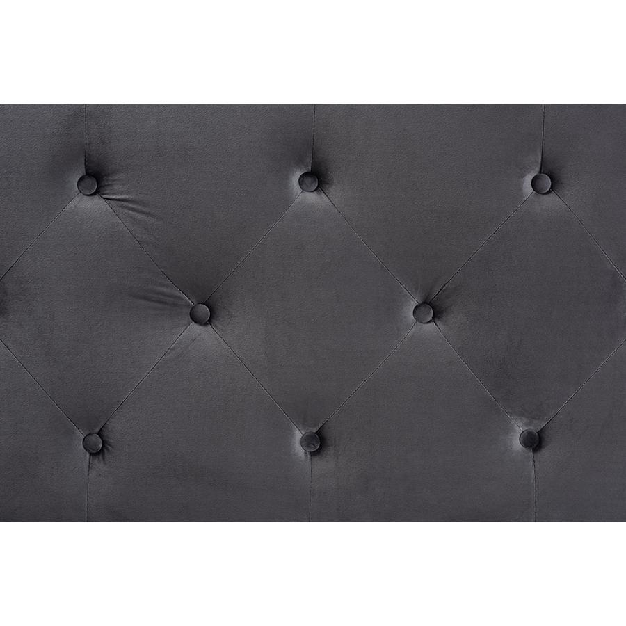 Leone Modern and Contemporary Grey Velvet Fabric Upholstered King Size Headboard. Picture 3