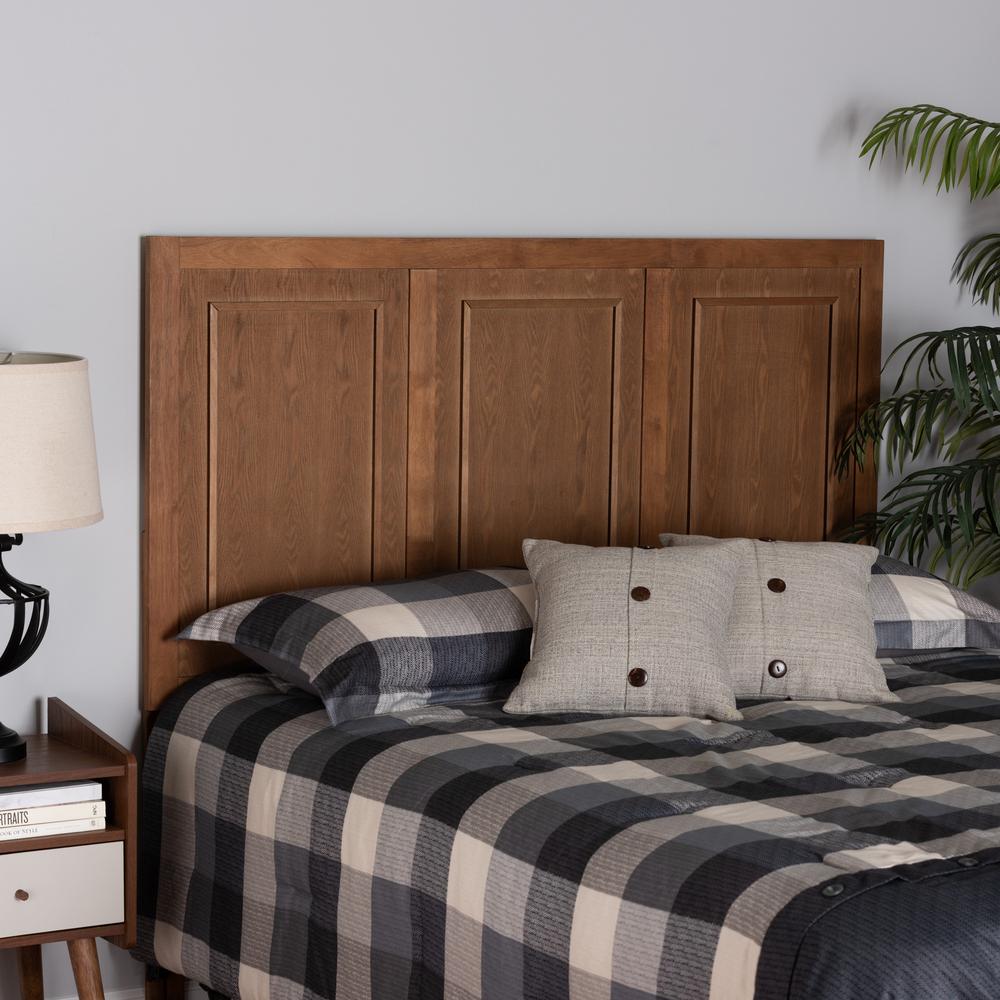 Giordano Classic and Traditional Ash Walnut Finished Wood Queen Size Headboard. Picture 15
