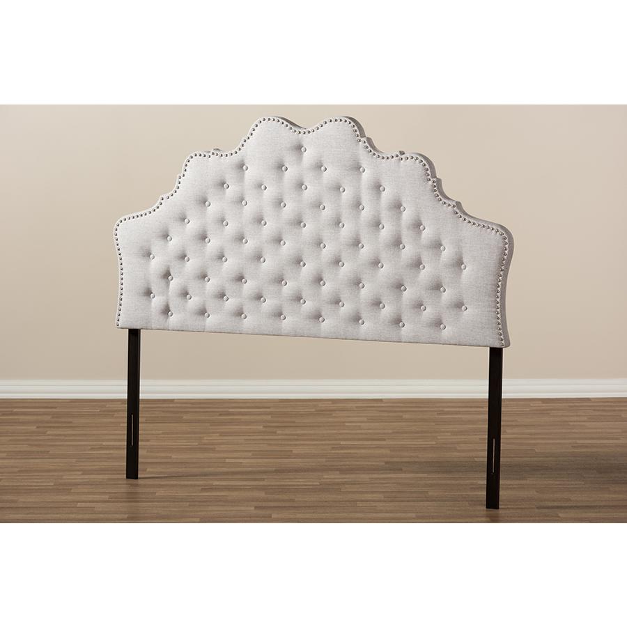 Hilda Modern and Contemporary Greyish Beige Fabric King Size Headboard. Picture 5