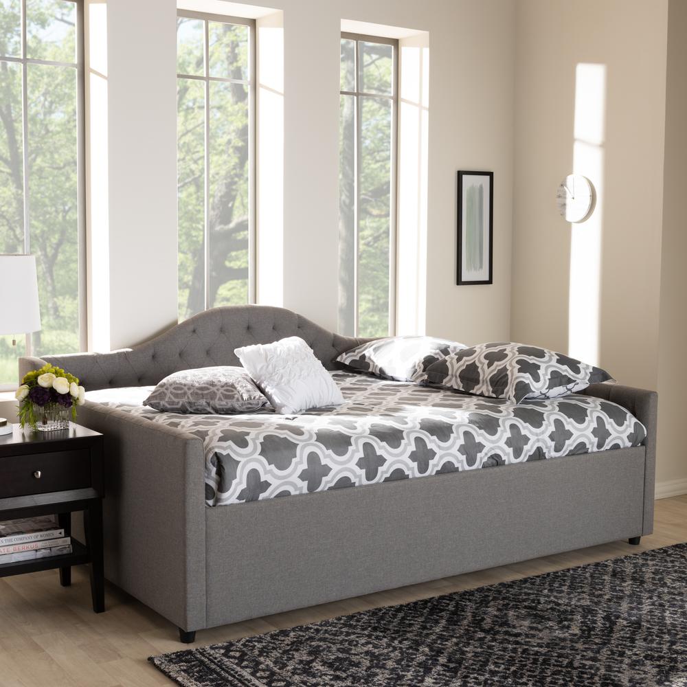 Eliza Modern and Contemporary Grey Fabric Upholstered Queen Size Daybed. Picture 13