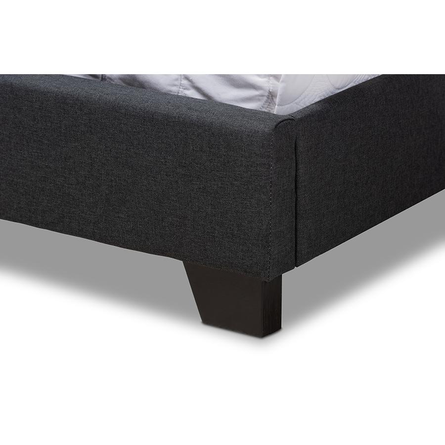 Alesha Modern and Contemporary Charcoal Grey Fabric Upholstered King Size Bed. Picture 5