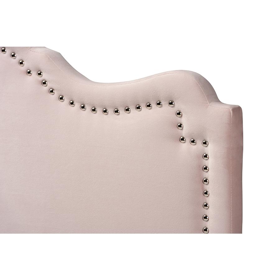 Light Pink Velvet Fabric Upholstered King Size Headboard. Picture 3