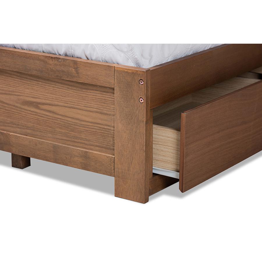 Walnut Brown Finished Wood King Size 3-Drawer Platform Storage Bed. Picture 7