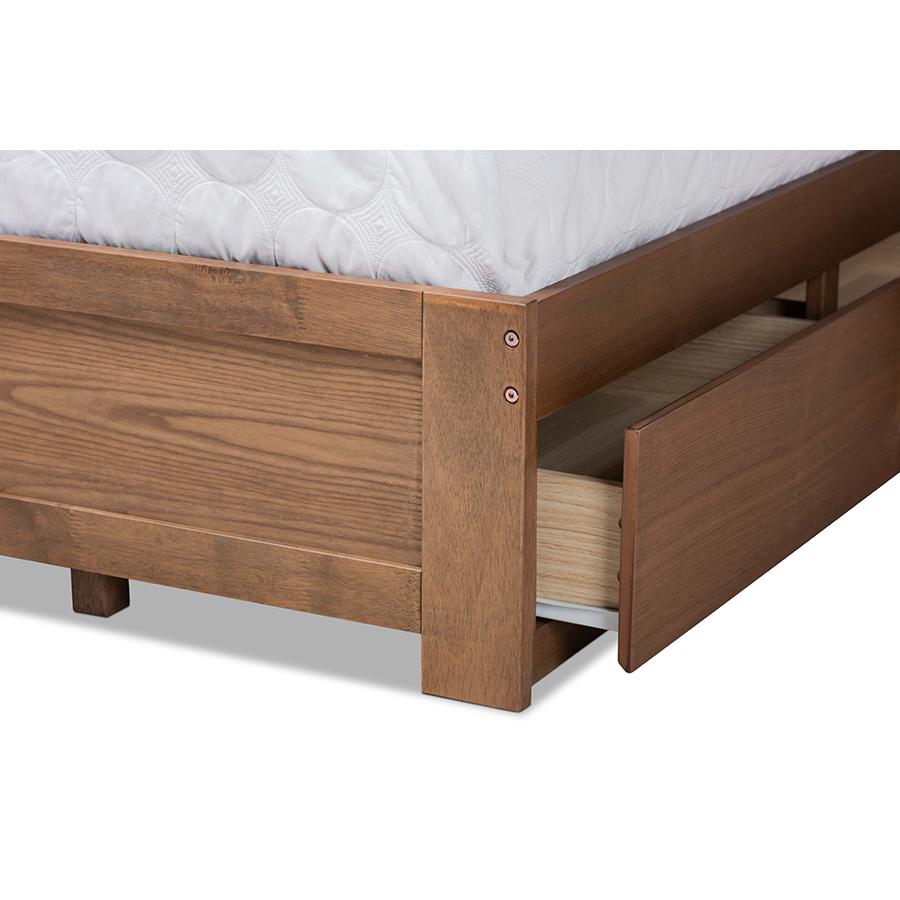 Ash Walnut Brown Finished Wood King Size 3-Drawer Platform Storage Bed. Picture 7
