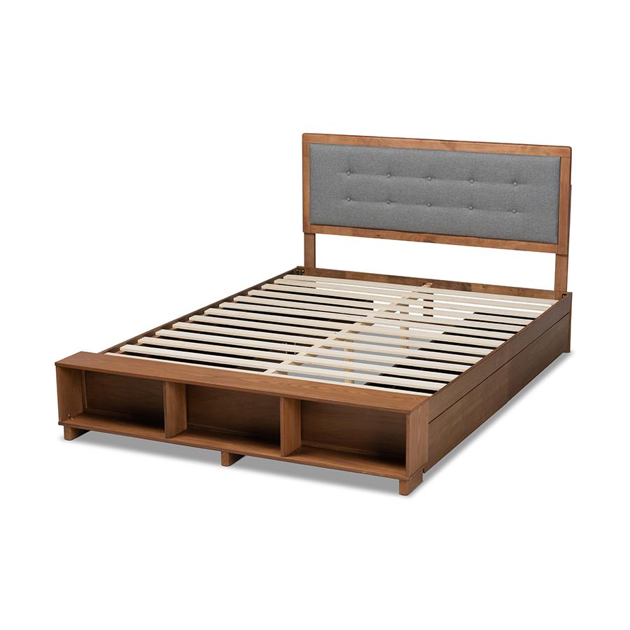 Walnut Brown Finished Wood 4-Drawer King Size Platform Storage Bed. Picture 4