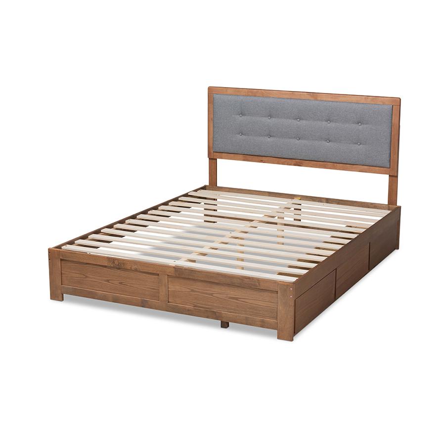 Ash Walnut Brown Finished Wood King Size 3-Drawer Platform Storage Bed. Picture 4