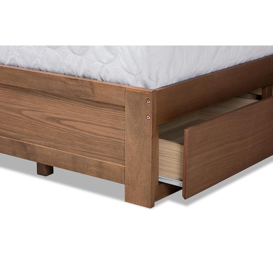 Ash Walnut Brown Finished Wood King Size 3-Drawer Platform Storage Bed. Picture 7