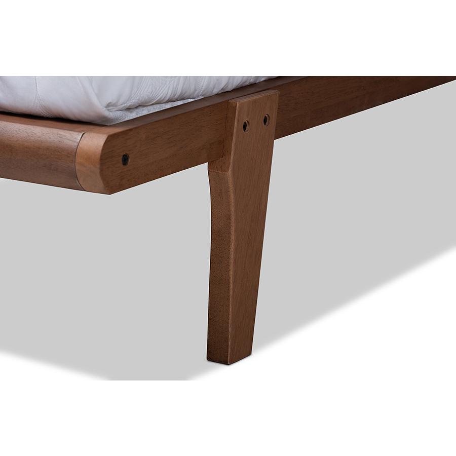 Kaia Mid-Century Modern Walnut Brown Finished Wood King Size Platform Bed Frame. Picture 4
