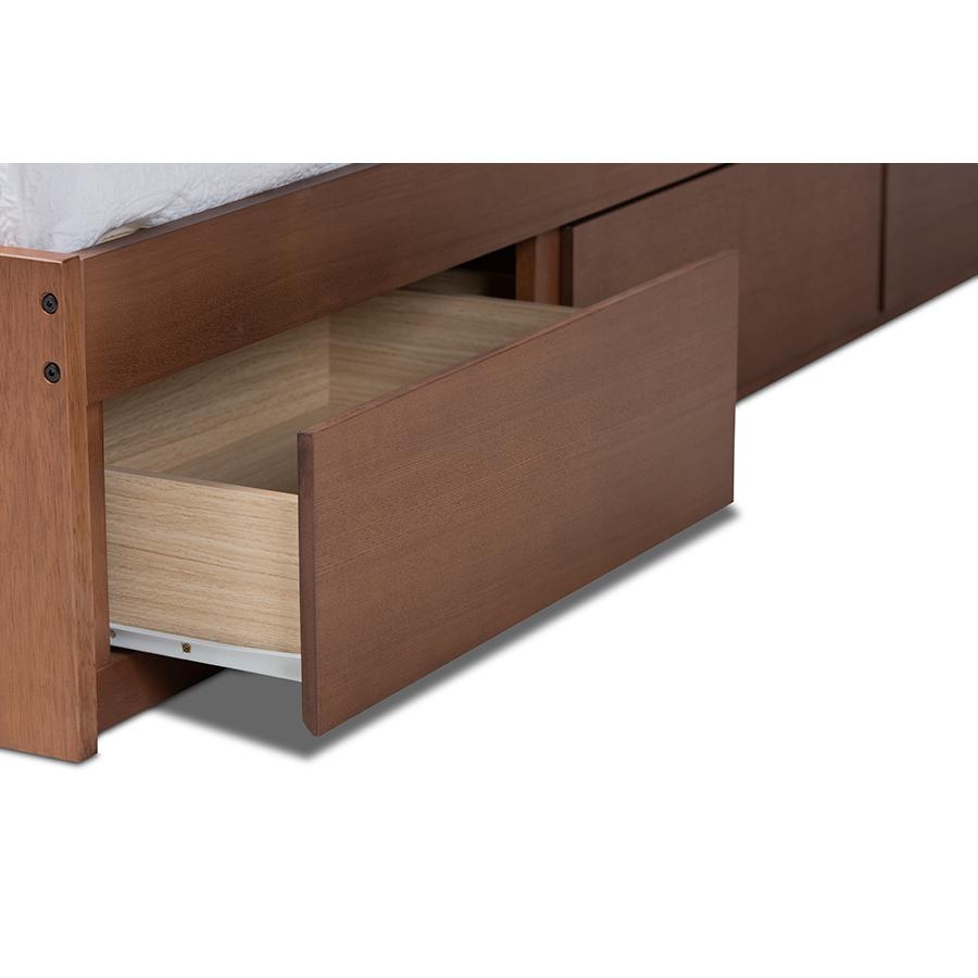 Walnut Finished 3-Drawer King Size Platform Storage Bed Frame. Picture 7