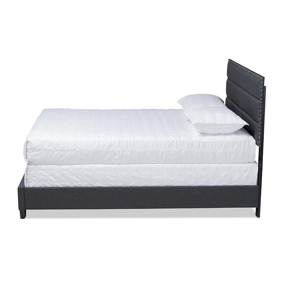 Baxton Studio Ansa Modern and Contemporary Dark Grey Fabric Upholstered King Size Bed. Picture 3