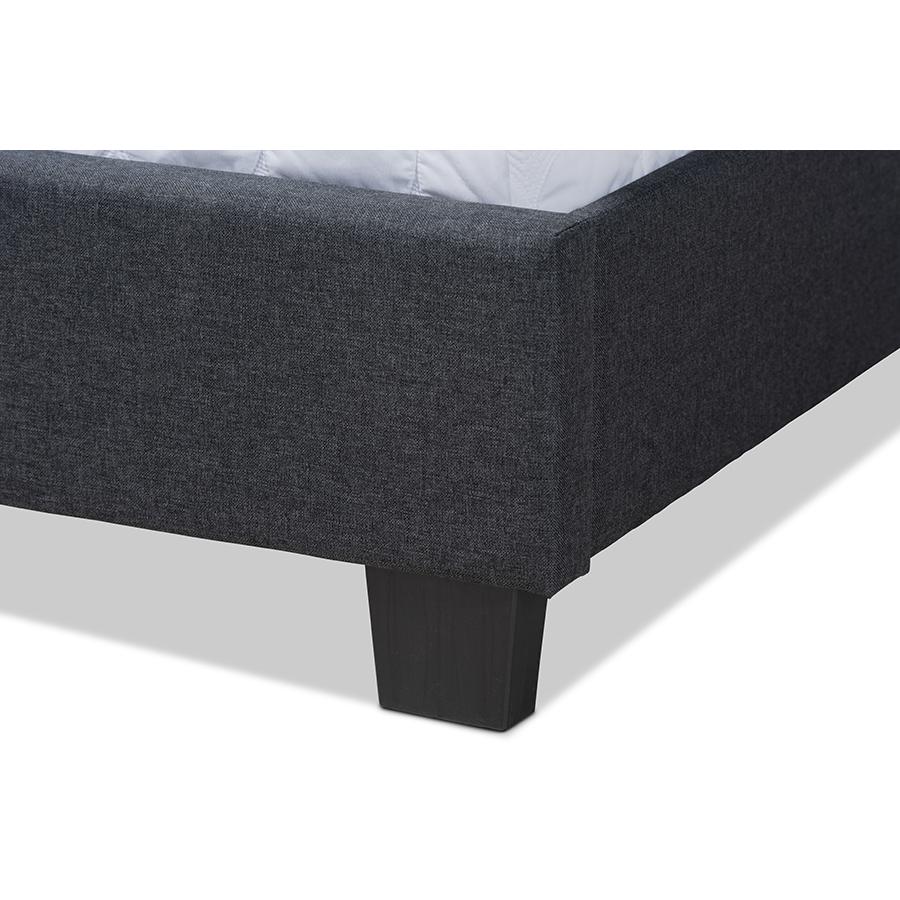 Baxton Studio Ansa Modern and Contemporary Dark Grey Fabric Upholstered King Size Bed. Picture 6