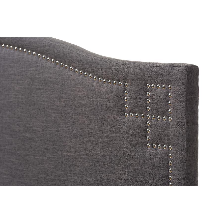 Aubrey Modern and Contemporary Dark Grey Fabric Upholstered King Size Headboard. Picture 3