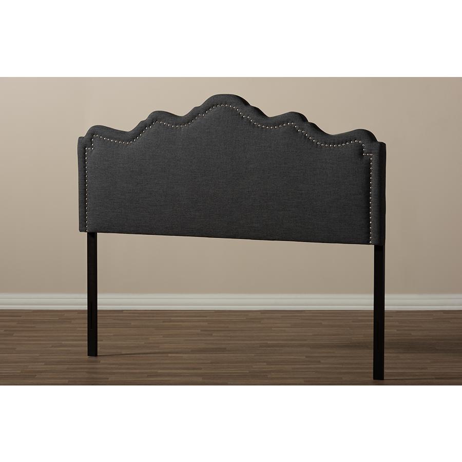Nadeen Modern and Contemporary Dark Grey Fabric King Size Headboard. Picture 5