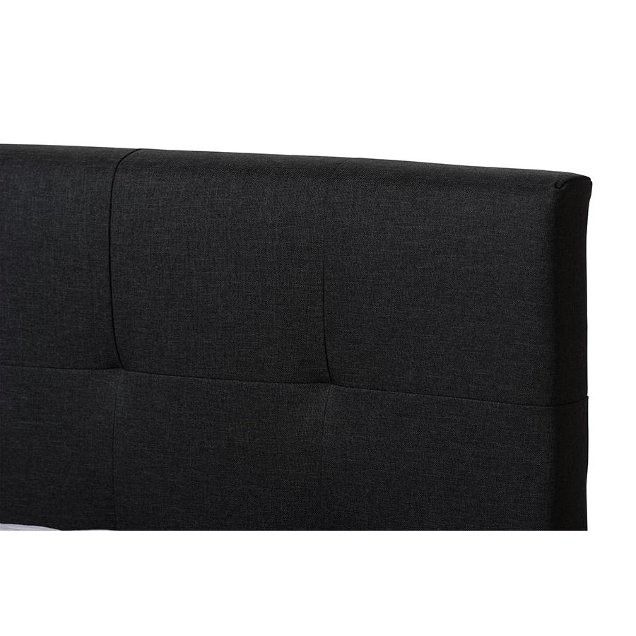 Brookfield Modern and Contemporary Charcoal Grey Fabric King Size Bed. Picture 4