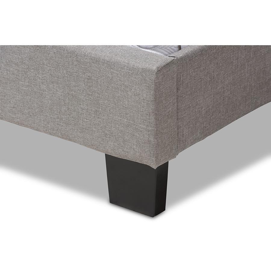Cassandra Modern and Contemporary Light Grey Fabric Upholstered King Size Bed. Picture 5