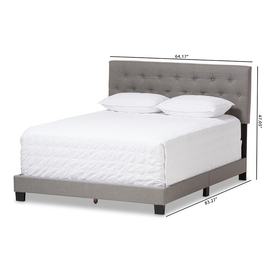 Cassandra Modern and Contemporary Light Grey Fabric Upholstered King Size Bed. Picture 8