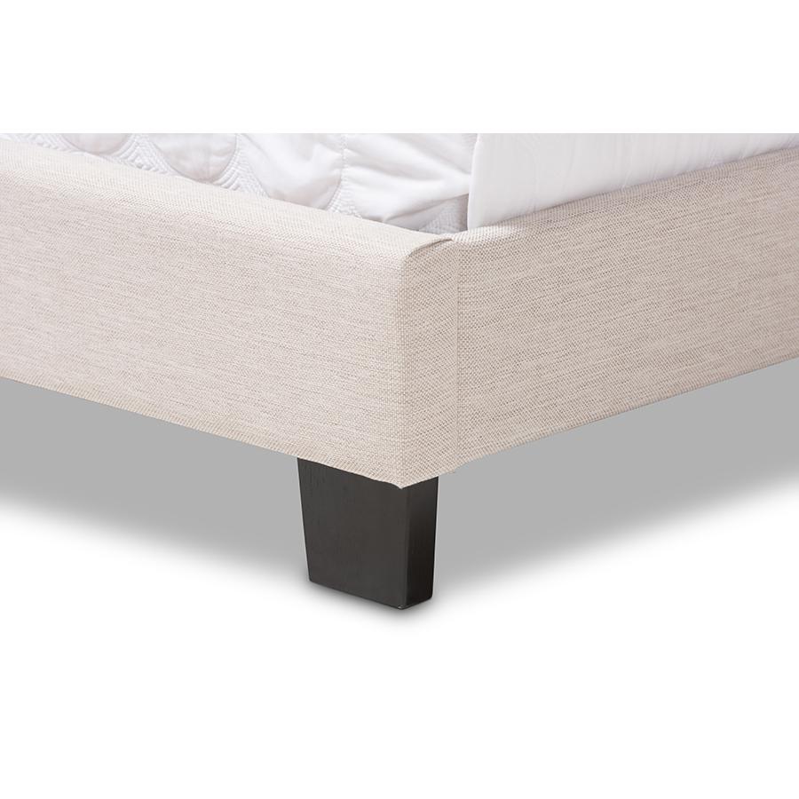 Willis Modern and Contemporary Light Beige Fabric Upholstered King Size Bed. Picture 5