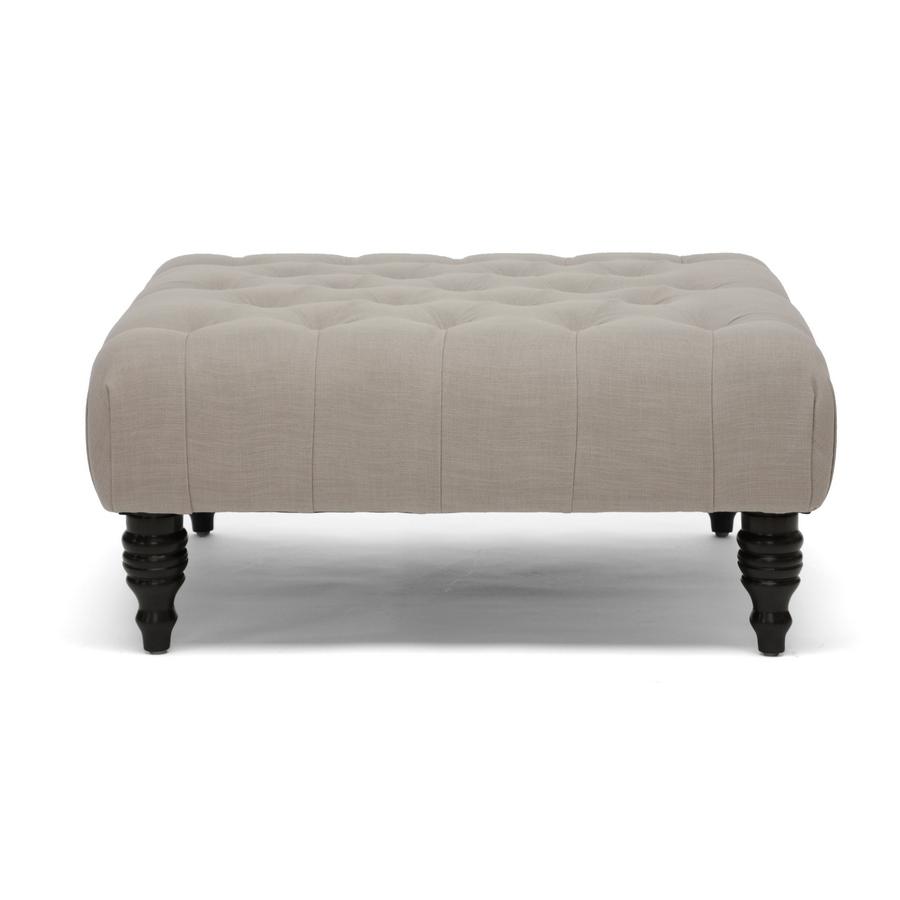 Linen Tufted Ottoman. Picture 1