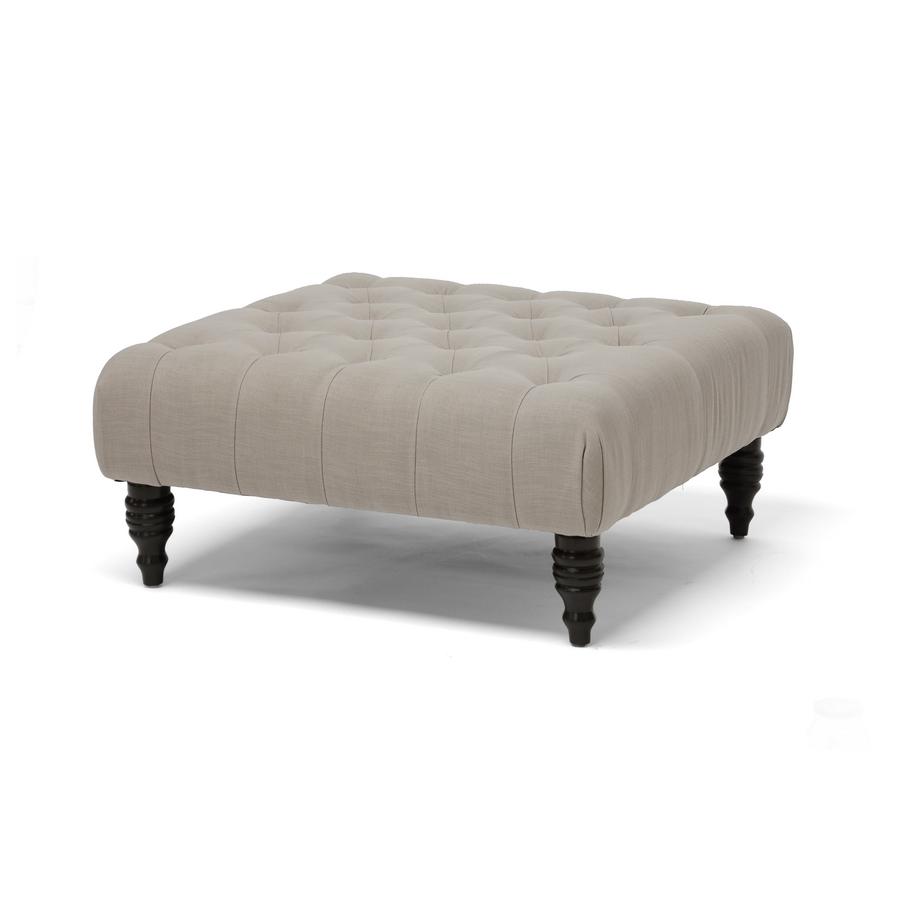 Linen Tufted Ottoman. Picture 2