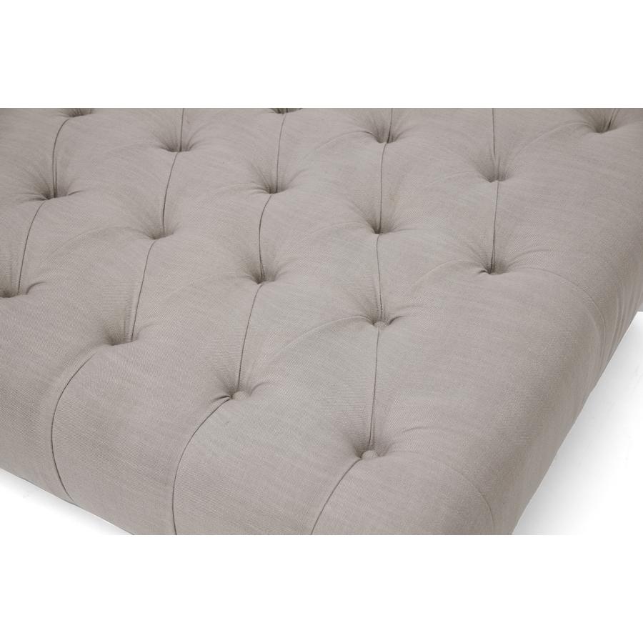 Linen Tufted Ottoman. Picture 3
