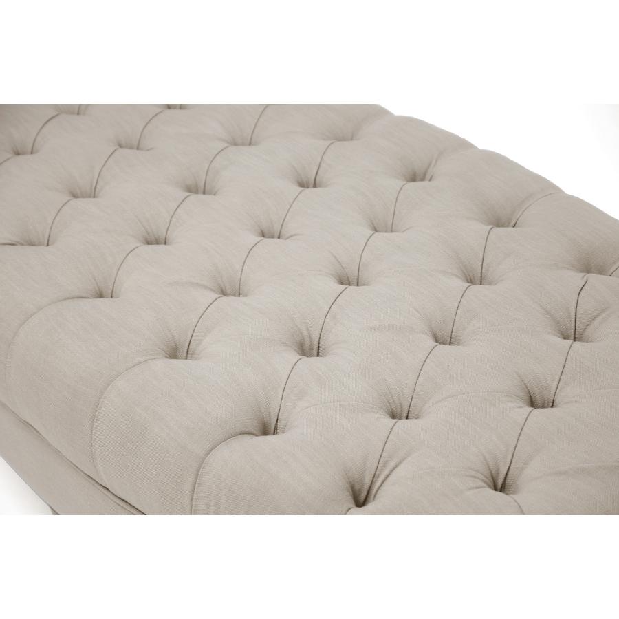 Linen Tufted Ottoman. Picture 4