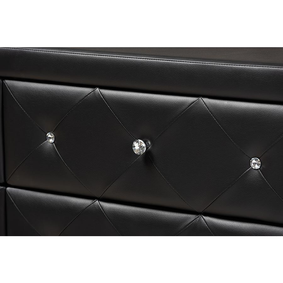 Luminescence Black Faux Leather Upholstered Dresser. Picture 6