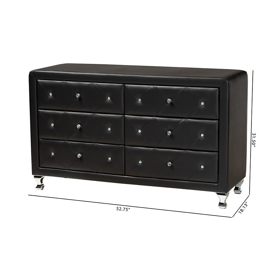Luminescence Black Faux Leather Upholstered Dresser. Picture 9