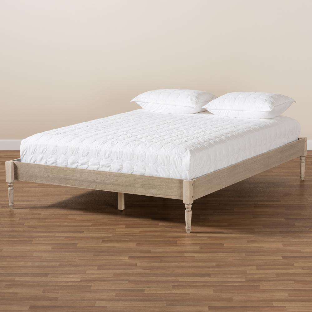 Baxton Studio Colette French Bohemian Antique White Oak Finished Wood King Size Platform Bed Frame. Picture 16